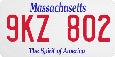 MA license plate 9KZ802