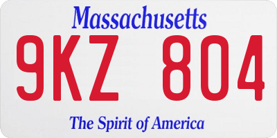 MA license plate 9KZ804