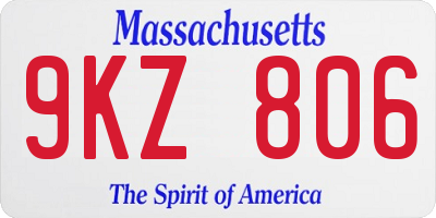 MA license plate 9KZ806