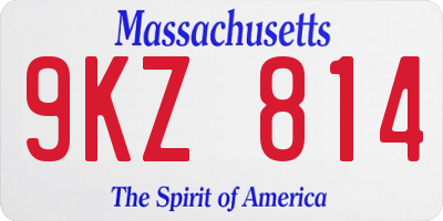 MA license plate 9KZ814