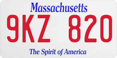 MA license plate 9KZ820