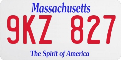 MA license plate 9KZ827