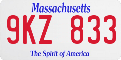MA license plate 9KZ833
