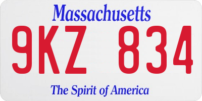 MA license plate 9KZ834