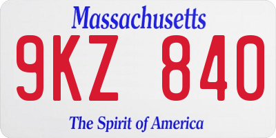 MA license plate 9KZ840