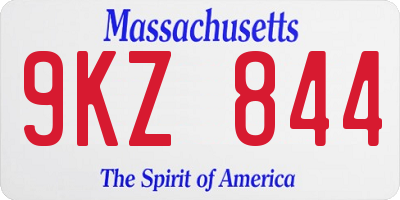 MA license plate 9KZ844