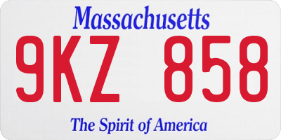 MA license plate 9KZ858