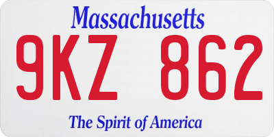 MA license plate 9KZ862