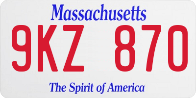 MA license plate 9KZ870