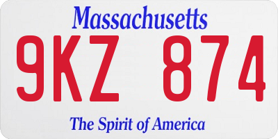 MA license plate 9KZ874