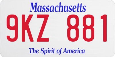 MA license plate 9KZ881