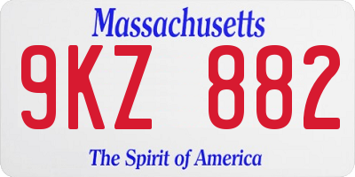 MA license plate 9KZ882