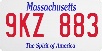 MA license plate 9KZ883
