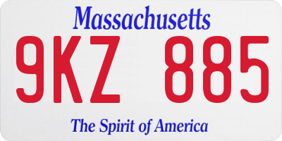 MA license plate 9KZ885