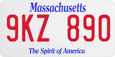 MA license plate 9KZ890