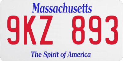 MA license plate 9KZ893