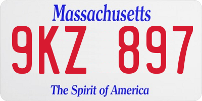 MA license plate 9KZ897