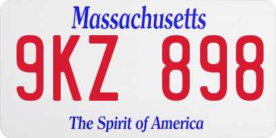 MA license plate 9KZ898