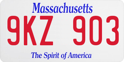 MA license plate 9KZ903