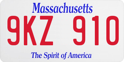 MA license plate 9KZ910