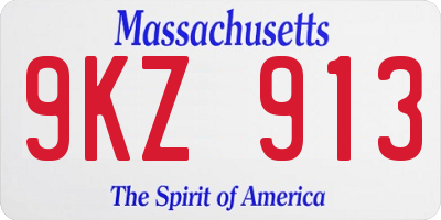 MA license plate 9KZ913