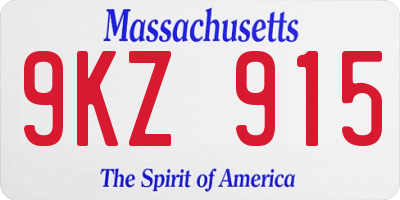 MA license plate 9KZ915