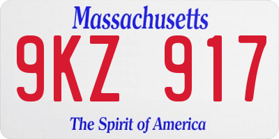MA license plate 9KZ917