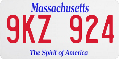 MA license plate 9KZ924