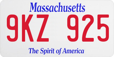MA license plate 9KZ925