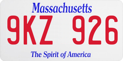 MA license plate 9KZ926