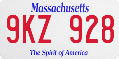 MA license plate 9KZ928