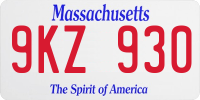 MA license plate 9KZ930
