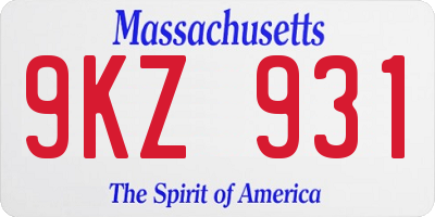MA license plate 9KZ931