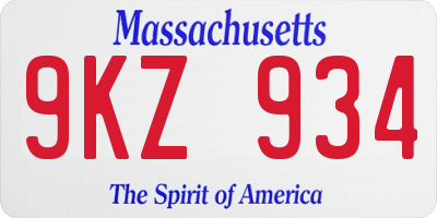 MA license plate 9KZ934