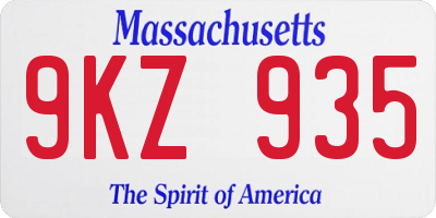 MA license plate 9KZ935