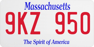 MA license plate 9KZ950