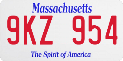 MA license plate 9KZ954
