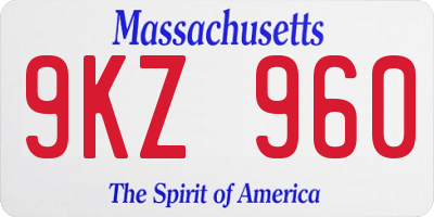 MA license plate 9KZ960