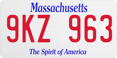 MA license plate 9KZ963