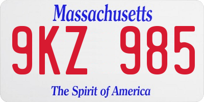 MA license plate 9KZ985