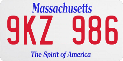 MA license plate 9KZ986