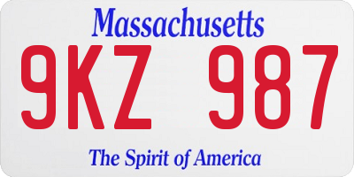 MA license plate 9KZ987