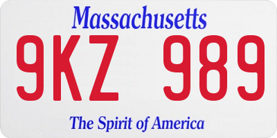 MA license plate 9KZ989
