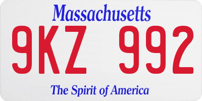 MA license plate 9KZ992