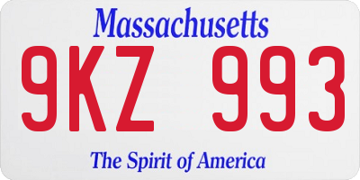 MA license plate 9KZ993