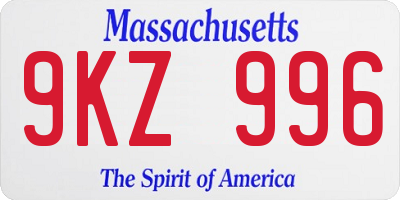 MA license plate 9KZ996