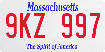 MA license plate 9KZ997