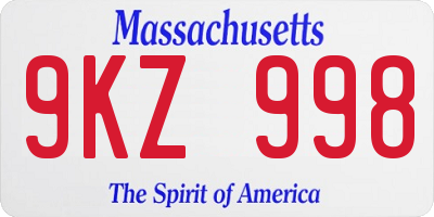 MA license plate 9KZ998