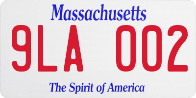 MA license plate 9LA002