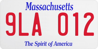 MA license plate 9LA012